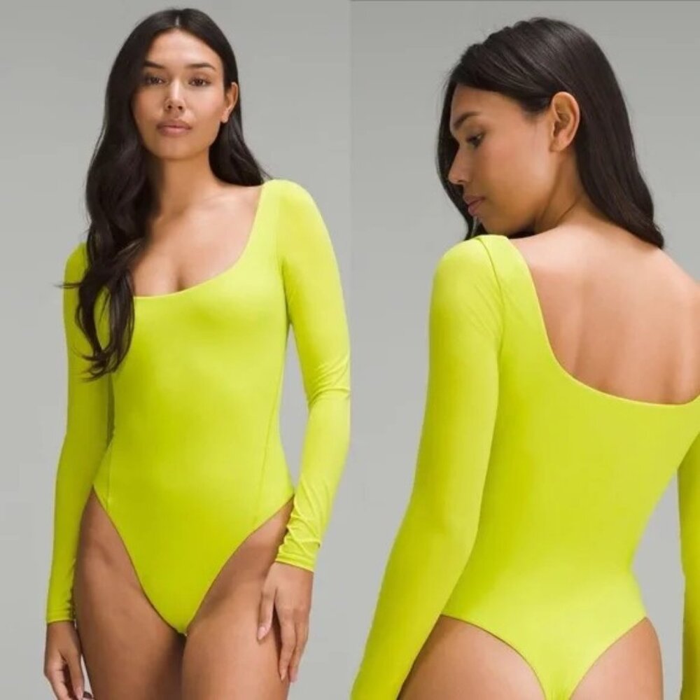 Wundermost Ultra-Soft Nulu Square-Neck Long-Sleeve Bodysuit Size Medium NWT